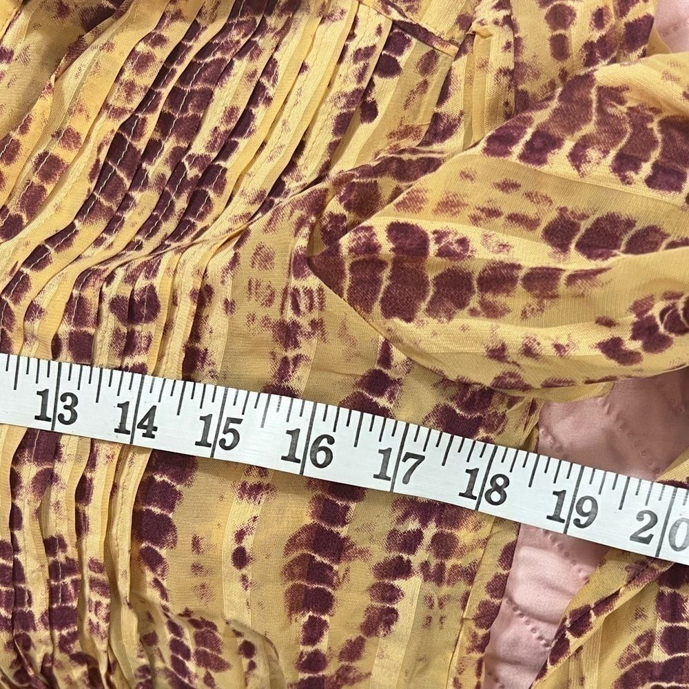 ANTHROPOLOGIE extra small Maritzia Tie-Dye Blouse yellow purple long sleeve - Picture 6 of 12